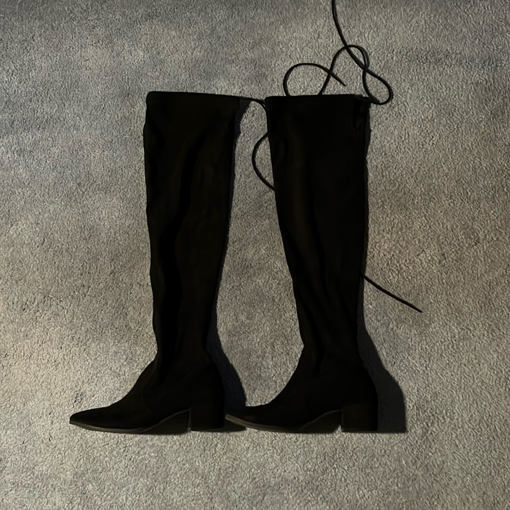 Black Suede Thigh High Boots